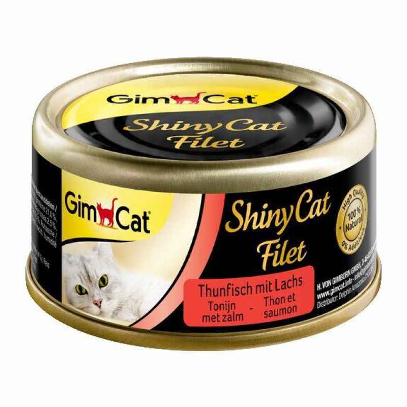GimСаt (ДжимКэт) ShinyCat Filet - Консервированный корм с филе тунца и лосося для котов (70 г) в E-ZOO