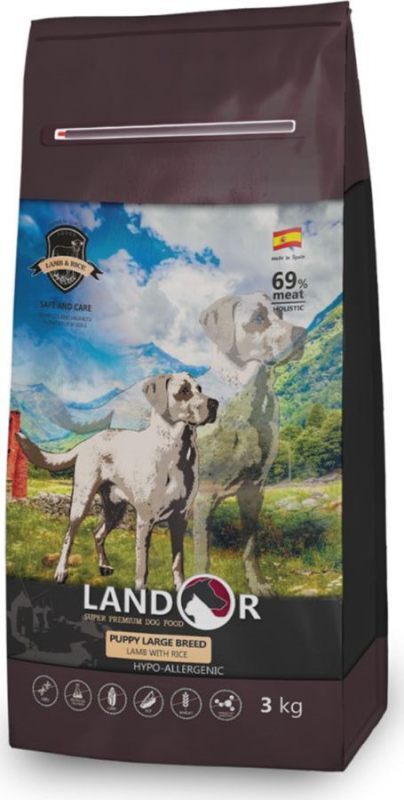 Landor (Ландор) Puppy Large Breed Lamb & Rice - Сухой корм с ягненком и рисом для щенков больших пород (3 кг) в E-ZOO