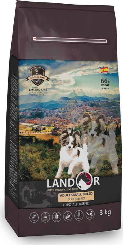 Landor (Ландор) Adult Small Breed Duck & Rice - Сухой корм с уткой и рисом для взрослых собак мелких пород (3 кг) в E-ZOO