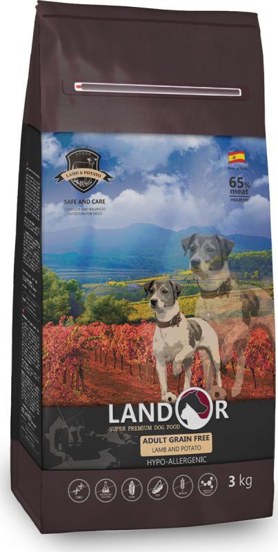 Landor (Ландор) Adult Grain Free Lamb & Potato - Сухой беззерновой корм с ягненком и бататом для взрослых собак всех пород (3 кг) в E-ZOO