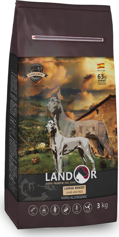 Landor (Ландор) Adult Large Breed Lamb & Rice - Сухой корм с ягненком и рисом для взрослых собак больших пород (3 кг) в E-ZOO