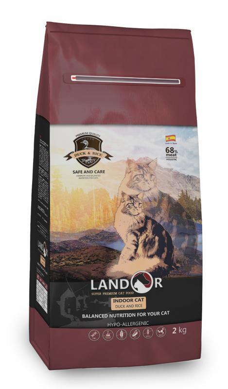 Landor (Ландор) Indoor Сat Duck&Rice - Сухой корм с уткой и рисом для кошек, живущих в помещении (2 кг) в E-ZOO