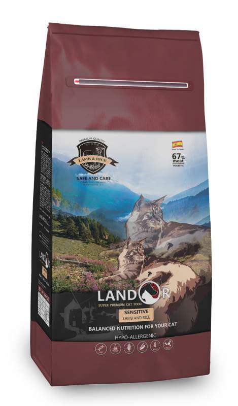 Landor (Ландор) Sensitive Сat Lamb&Rice - Сухой корм с ягненком и рисом для взрослых кошек с чувствительным пищеварением (2 кг) в E-ZOO