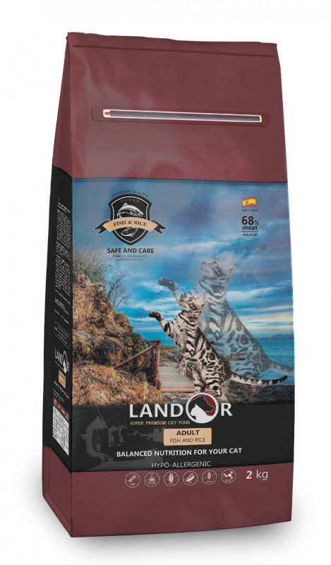 Landor (Ландор) Adult Сat Fish&Rice - Сухой корм с рыбой и рисом для взрослых котов и кошек (2 кг) в E-ZOO