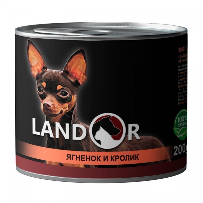Landor (Ландор) Small Breed Lamb & Rabbit - Влажный корм с ягненком и кроликом для взрослых собак мелких пород (200 г) в E-ZOO