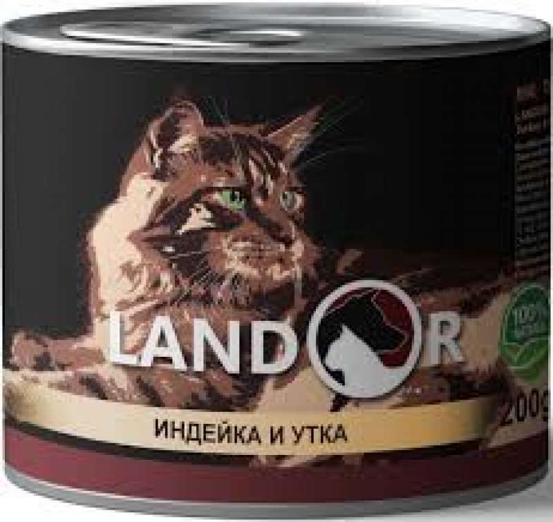 Landor (Ландор) Adult Cat Turkey&Duck - Консервированный корм с уткой и индейкой для взрослых котов и кошек (200 г) в E-ZOO