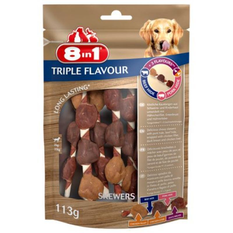 8in1 (8в1) Triple Flavour - Ласощі шашлички для собак (6 шт./уп.) в E-ZOO