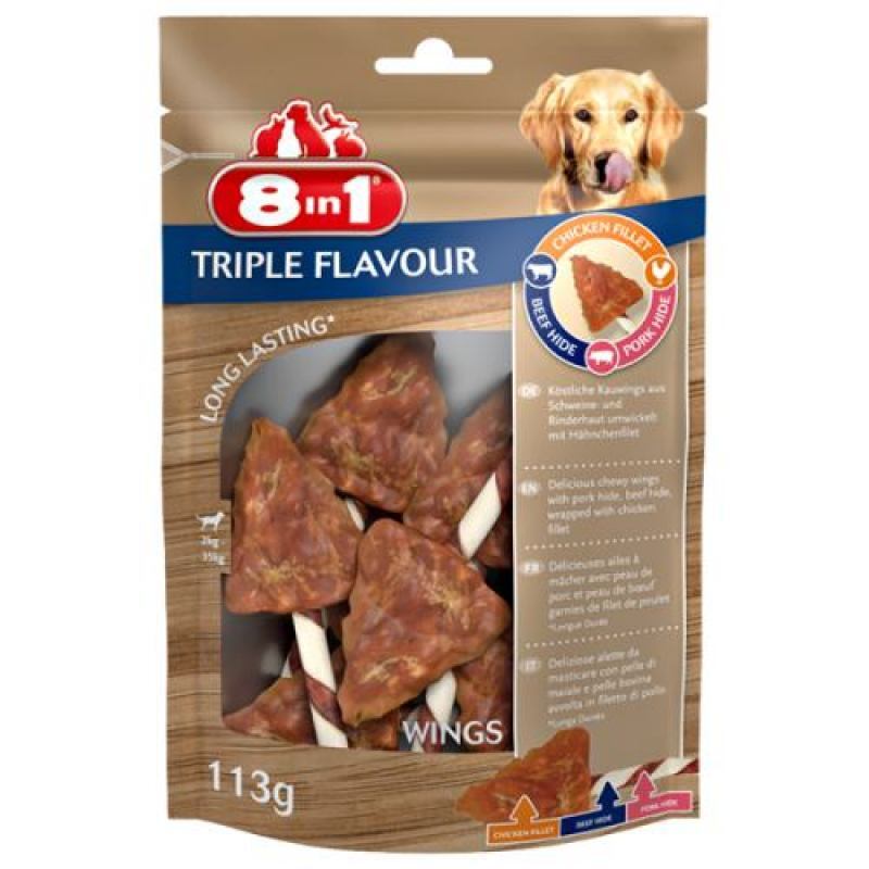 8in1 (8в1) Triple Flavour - Ласощі крильця для собак (6 шт./уп.) в E-ZOO