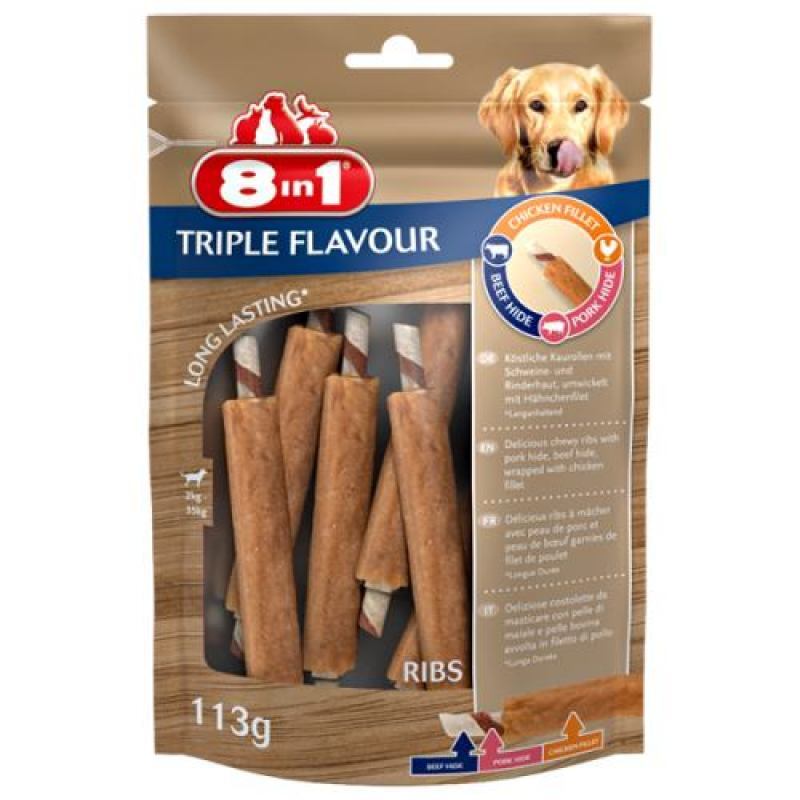 8in1 (8в1) Triple Flavour - Лакомство ребрышки для собак (6 шт./уп.) в E-ZOO