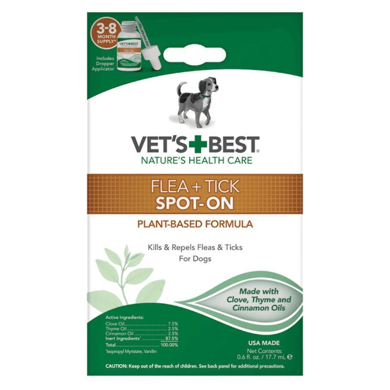 VET`S BEST (Ветс Бест) Flea + Tick Spot-on bottle - Засіб від бліх та кліщів для собак різних порід (17,7 мл) в E-ZOO