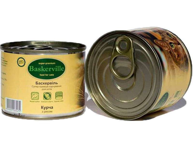 Baskerville (Баскервіль) Консерви для котів куркою та рисом (400 г) в E-ZOO