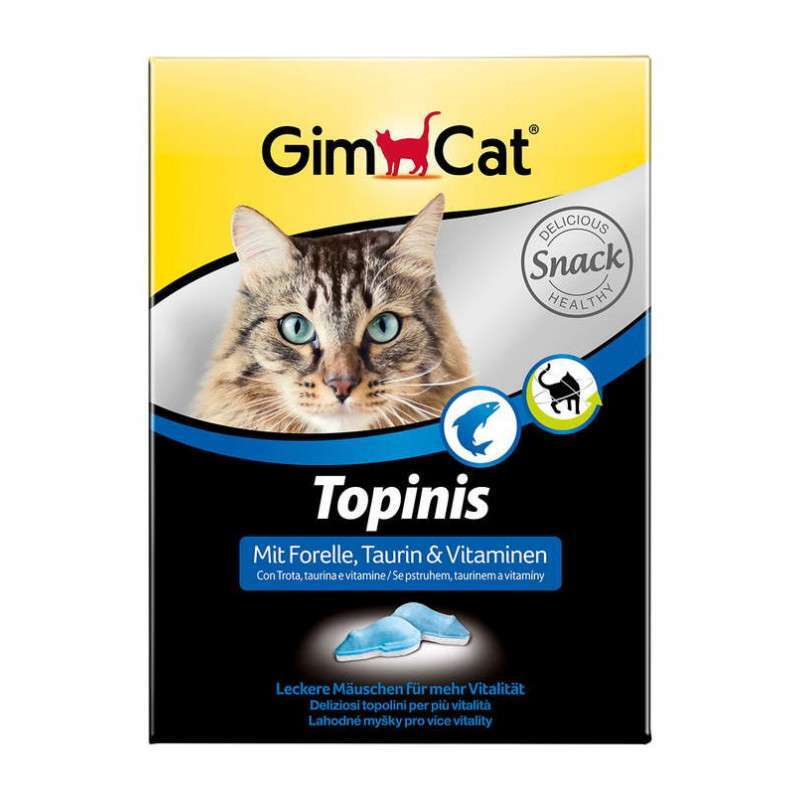 GimCat (ДжимКет) Topinis - Вітаміні мишки з фореллю для поращення травлення котів (220 г) в E-ZOO