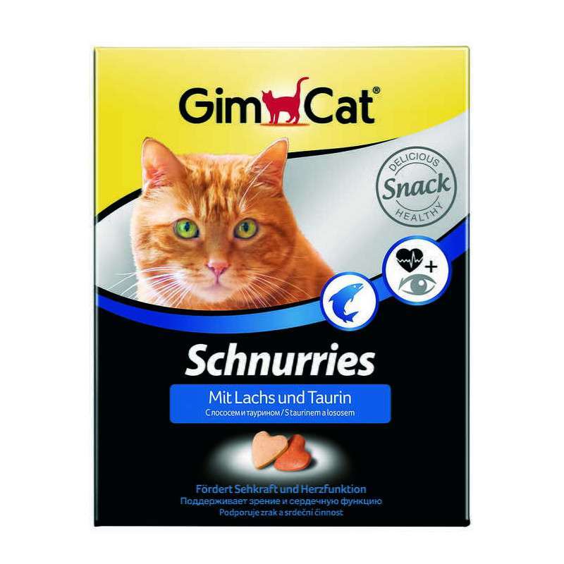 GimCat (ДжимКэт) Schnurries - Витаминные сердечки для кошек с таурином и лососем (420 г) в E-ZOO