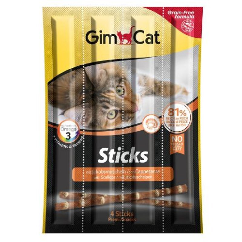 GimСat (ДжимКэт) Sticks - Лакомство с лососем для кошек (4 шт.) в E-ZOO