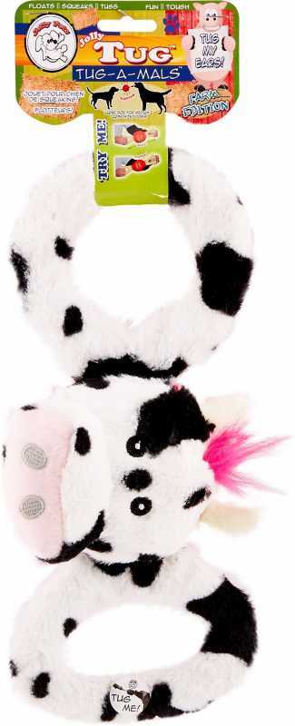 Jolly Pets (Джолли Пэтс) TUG-A-MAL Cow Dog Toy - Игрушка-пищалка Коровка для перетягивания (11х30х10 см) в E-ZOO