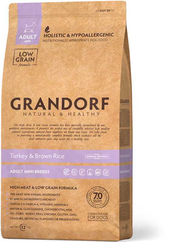 Grandorf (Грандорф) Turkey&Brown Rice Adult Mini - Сухой корм с индейкой и бурым рисом для взрослых собак малых пород (1 кг) в E-ZOO