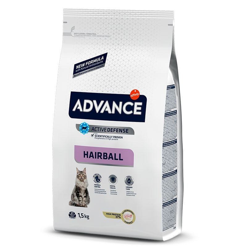 Advance (Эдванс) Cat Hairball Turkey - Сухой корм с индейкой и рисом для котов, способствует выведению комков шерсти из желудка (1,5 кг) в E-ZOO