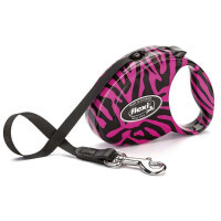 Flexi (Флекси) Fashion Ladies S "Zebra pink" - Поводок-рулетка для собак мелких пород "Зебра розовая" , лента (3м, до 12 кг)