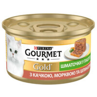Gourmet (Гурмэ) Gold - Консервированный корм с уткой, морквью и шпинатом для взрослых котов (террин) (85 г) в E-ZOO