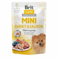 Brit Care (Брит Кеа) Mini Rabbit & Salmon - Влажный корм с кроликом и лососем для собак мелких и мини-пород (филе в соусе) (85 г)