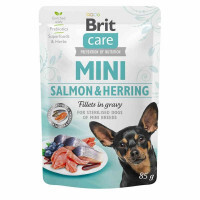 Brit Care (Брит Кеа) Mini Salmon & Herring for sterilised dogs - Влажный корм с лососем и сельдью для стерилизованных собак мелких и мини-пород (филе в соусе) (85 г)
