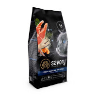 Savory (Сейвори) Fresh Salmon & White Fish - Сухой корм со свежим лососем и белой рыбой для длинношерстных котов (2 кг)