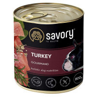 Savory (Сейвори) Dog Gourmand Turkey - Влажный корм с мясом индейки для взрослых собак гурманов всех пород (200 г)