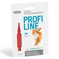 Pro VET (ПроВет) Profiline - Краплі протипаразитарні на холку для котів (1 піпетка) (1 шт. (4-8 кг)) в E-ZOO