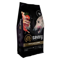 Savory Fresh Duck & Rabbit Adult All Breeds - Сухий корм зі свіжої качки і кролика для дорослих собак всіх порід (12 кг) в E-ZOO