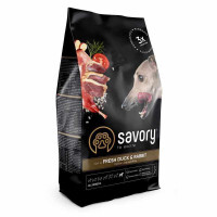 Savory (Сейвори) Fresh Duck & Rabbit Adult All Breeds - Сухой корм из свежей утки и кролика для взрослых собак всех пород (12 кг)