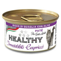 Healthy (Хэлси) Irresistibili Capricci - Консервированный корм с перепёлкой и оливками для требовательных котов (паштет) (85 г) в E-ZOO