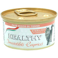 Healthy (Хэлси) Irresistibili Capricci - Консервированный корм с тунцом для требовательных стерилизированных котов (паштет) (85 г)