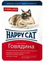 Happy Cat (Хэппи Кэт) Sterilized - Консервированный корм с говядиной для стерилизованных котов (кусочки в желе) (100 г)