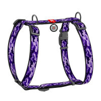 Collar (Коллар) WAUDOG Nylon - Анатомическая H-образная шлея для собак c рисунком "Фиолетовый камо" и QR паспортом (S/30-40х30-50 см) в E-ZOO