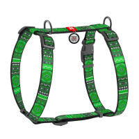 Collar (Коллар) WAUDOG Nylon - Анатомічна H-подібна шлея для собак з малюнком "Етно зелений" і QR паспортом (L/50-90х60-100 см) в E-ZOO