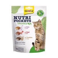 GimCat (ДжимКет) Nutri Pockets Country Mix - Ласощі Кантрі мікс з качкою, яловичиною та індичкою для котів (150 г) в E-ZOO