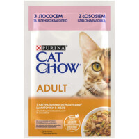 Cat Chow (Кэт Чау) Adult Cat – Влажный корм с лососем и зеленой фасолью для взрослых котов (кусочки в желе) (85 г) в E-ZOO