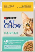 Cat Chow (Кэт Чау) Hairball – Влажный корм с курицей и зеленой фасолью для выведения шерсти у котов (кусочки в подливке) (85 г)