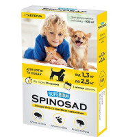 Collar (Коллар) Superium Spinosad - Противопаразитарные таблетки Спиносад от блох и других паразитов для собак и котов (1,3-2,5 кг)