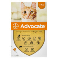 Advocate (Адвокат) by Bayer Animal - Противопаразитарные капли для котов от блох, вшей, клещей, гельминтов (1 пипетка) (менее 4 кг)