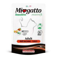 Miogatto (Міогатто) Sensitive Adult Turkey - Монопротеїновий вологий корм з індичкою для дорослих котів з чутливим травленням (паштет) (85 г) в E-ZOO