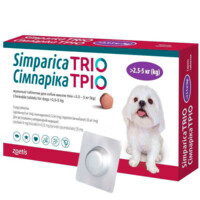 Simparica TRIO (Симпарика ТРИО) - Противопаразитарные жевательные таблетки от блох, гельминтов и клещей для собак (1 таблетка) (2,5-5 кг) в E-ZOO