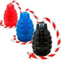 SodaPup (Сода Пап) USA-K9 Grenade Reward Toy – Жевательная игрушка-диспенсер для лакомств Граната с канатом из суперпрочного материала для собак (M)