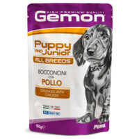 Gemon (Джемон) Dog Puppy&Junior Chunkies with Chicken - Вологий корм з куркою для цуценят всіх порід віком від 2 до 10 місяців (шматочки в желе) (100 г) в E-ZOO