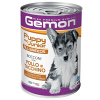 Gemon (Джемон) Dog Wet Puppy & Junior with Chicken & Turkey - Повноцінний вологий корм з куркою та індичкою для цуценят собак усіх порід (шматочки в желе) (415 г) в E-ZOO