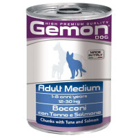 Gemon (Джемон) Dog Medium Adult Chunks with Tuna&Salmon - Влажный корм с тунцом и лососем для взрослых собак средних пород (кусочки в желе) (415 г)