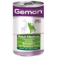 Gemon (Джемон) Dog Medium Adult Chunks with Lamb&Rice - Влажный корм с ягнёнком и рисом для взрослых собак средних пород (кусочки в желе) (1,25 кг)