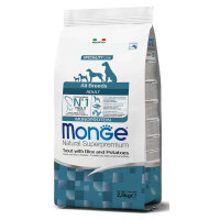 Monge (Монж) Monoprotein All Breeds Adult Trout with Rice and Potatoes – Сухой монопротеиновый корм с форелью, рисом и картофелем для взрослых собак различных пород (2,5 кг)