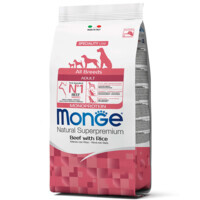 Monge (Монж) Monoprotein All Breeds Adult Beef with Rice – Сухой монопротеиновый корм с говядиной и рисом для взрослых собак различных пород (2,5 кг) в E-ZOO