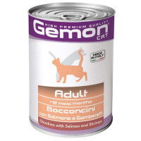 Gemon (Джемон) Cat Adult Chunkies with Salmon&Shrimps - Влажный корм с лососем и креветками для взрослых котов (кусочки в желе) (415 г)